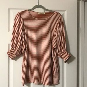 Women’s Red and Beige Stripe Top